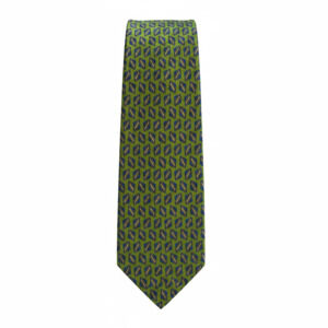 Barbara Blank New York All Silk Lime Green Geometric Pattern Men's Necktie